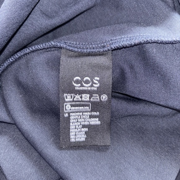 COS Asymmetric Drape Midi Dress Navy Blue Size S - Picture 8 of 9